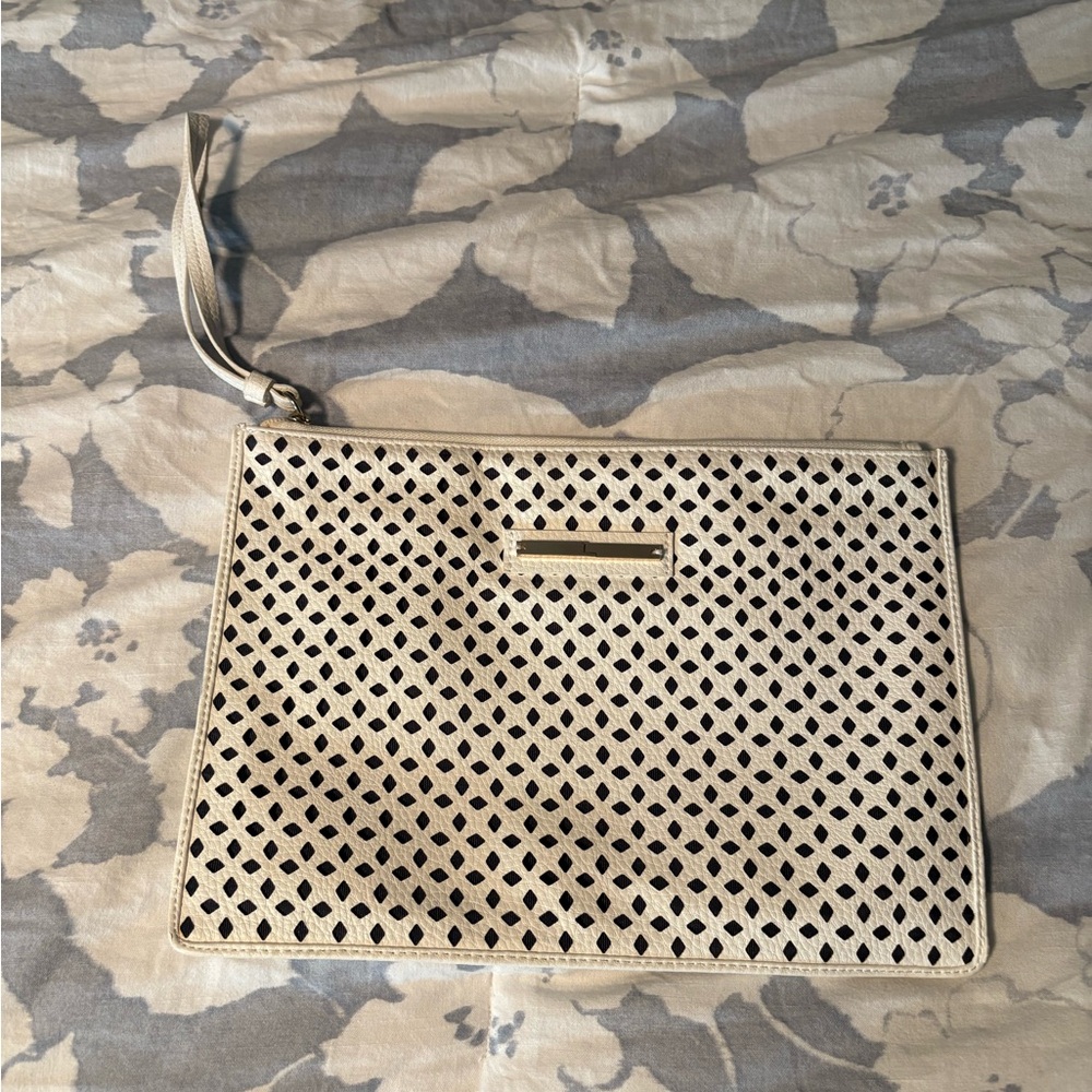 Elegant White and Navy Clutch Bag